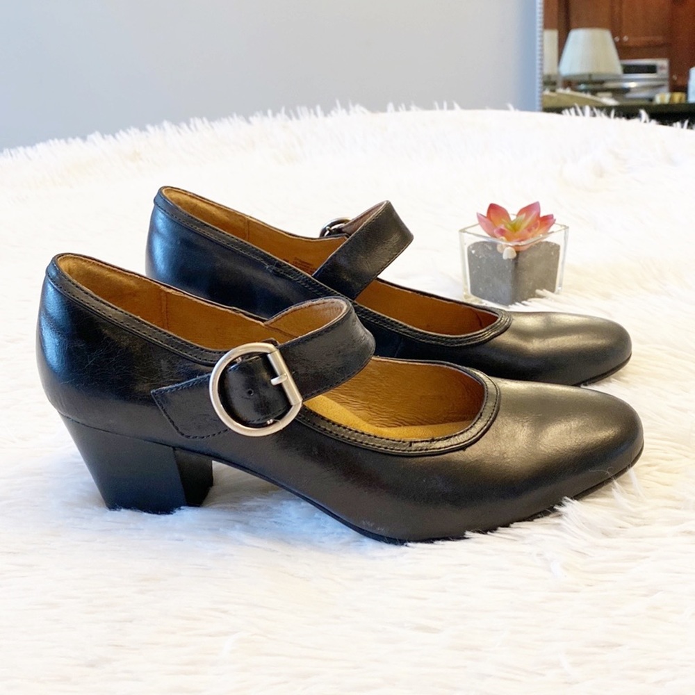 NEW SOFFT | Black Leather Mary Jane luxury comfort heels women’s 8